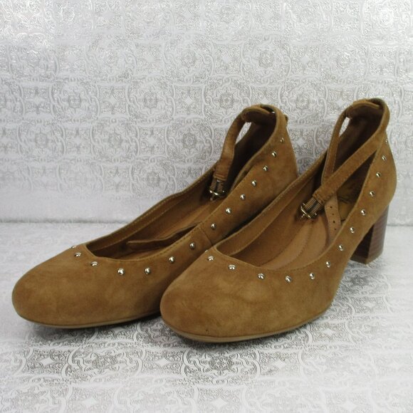 EURO SOFT Tan Block Heel Devi Pumps NWOT Size 9.5 - Picture 2 of 11
